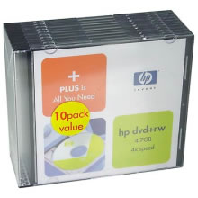 HP 4X DVD+RW 10 PACK JEWEL CASE - Click Image to Close
